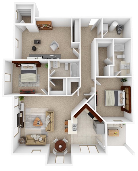 Floor plan for 3 beds, 2 baths, 1461 sqft